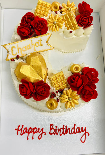 RED & IVORY LETTER  MOLDED CAKE