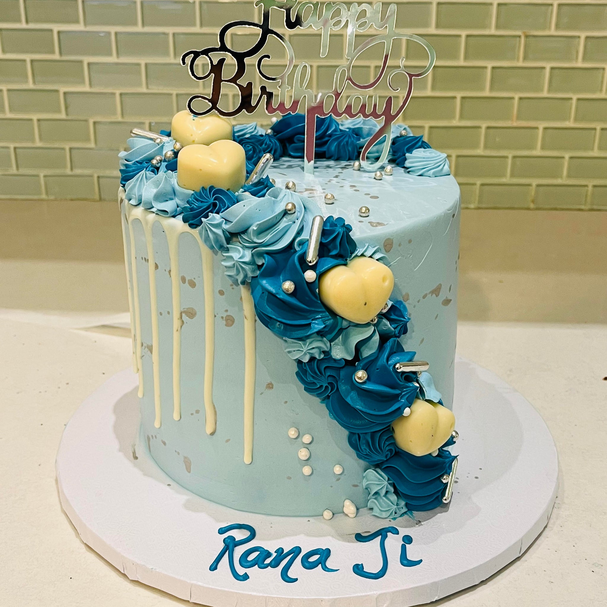 ARYAN  DUSTY BLUE  BIRTHDAY CAKE