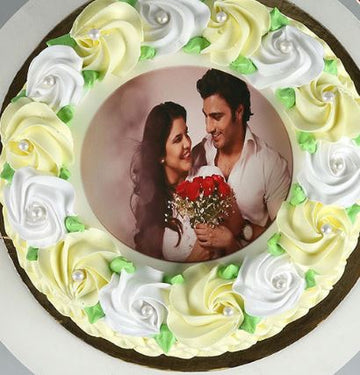 Heart Touching Couple Photo Cake